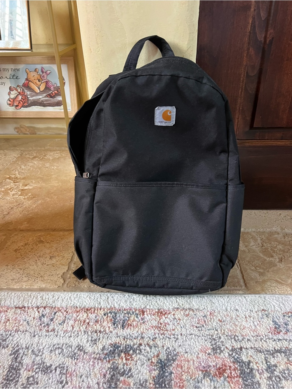 Carhartt Black Canvas Backpack with Front Pocket